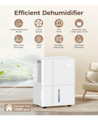 2500sq.ft Multifunctional Dehumidifier, 22-Pint, Drain Hose, Smart Humidity Ctrl