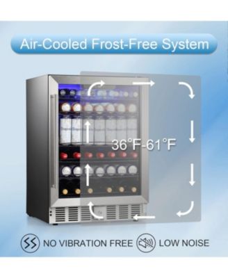 24" Wine Refrigerator, 5.1 Cu.Ft Beverage Cooler, Under Counter Stainless Steel Beverage Cooler with Glass Door