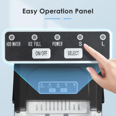 26Lbs Countertop Ice Maker, 9 Cubes in 8 Mins, Two Ice Size ,Self-Cleaning, with Scoop/Basket