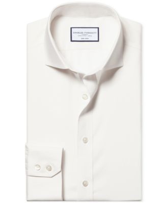 Men's Slim-Fit Ivory Twill Dress Shirt