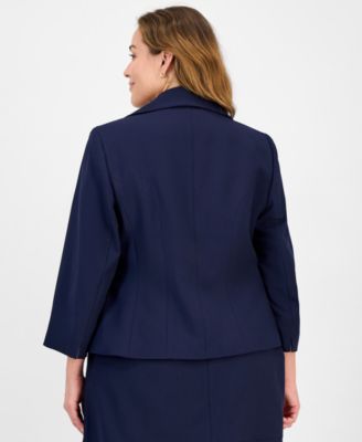 Plus Size Tulip Collar Jacket & Tiered 2 Piece Skirt Suit