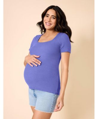 Maternity Square Neck Rib Knit Short Sleeve Top - Motherhood