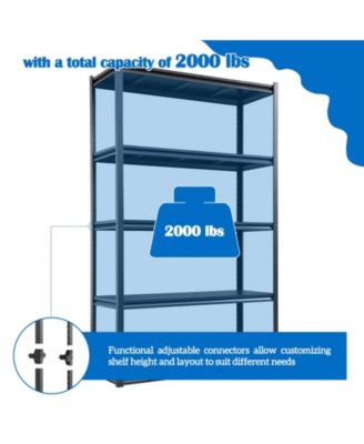 78"H  5 Tier Metal Shelves for Storage Garage Shelving 2000LBS Heavy Duty Storage Shelves Adjustable Garage Shelf Industrial Shelving Unit Storage Utility Rack,47.2"W18"D78"H,Black