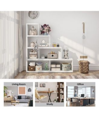 6 Cubes Ladder Shelf Corner Bookshelf Storage Bookcase