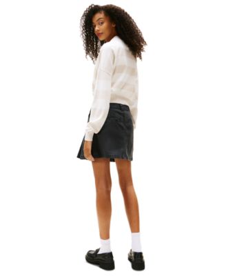 Women's Cotton Canvas Pleated Mini Skirt