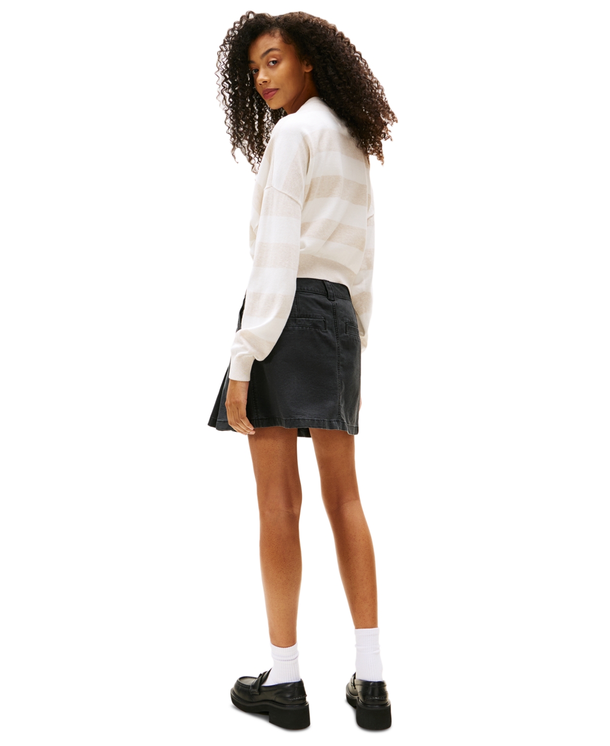 Tommy Jeans Women's Cotton Canvas Pleated Mini Skirt In Black