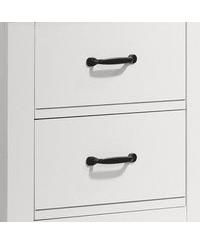 Nightstand with 2 Drawers and Black Handles for Bedroom Storage