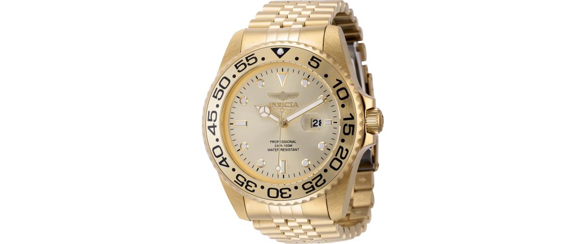 Invicta Men's 44520 Pro Diver Quartz 3 Hand Gold Dial Watch
