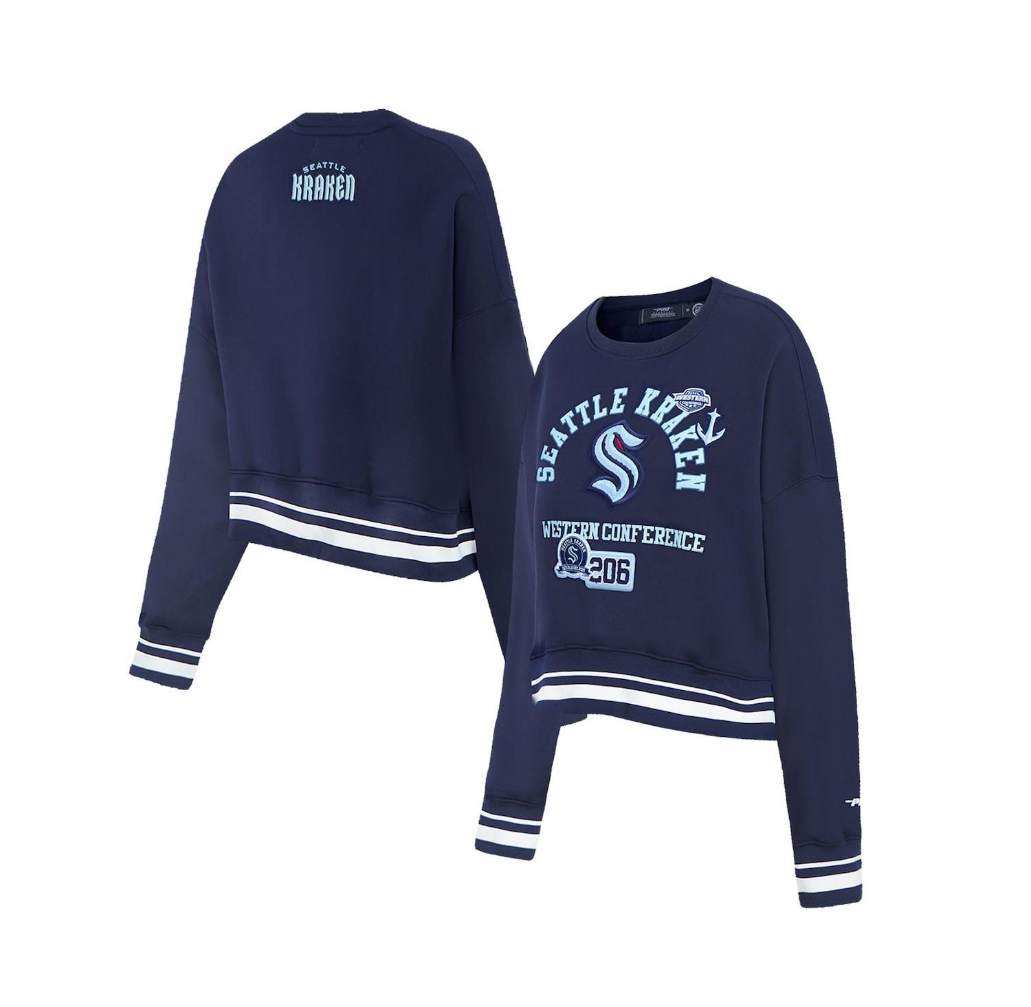 Women's Deep Sea Blue Seattle Kraken Area Code Cropped Pullover Sweatshirt