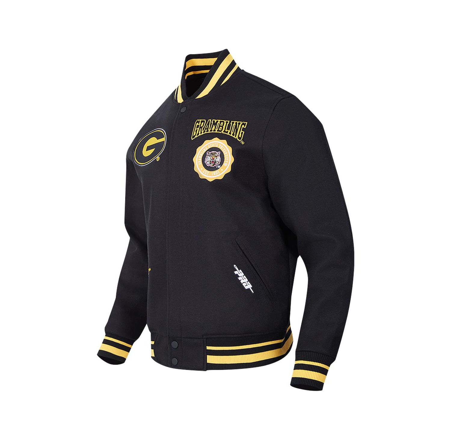 Men's Black Grambling Tigers Crest Wool Full-Zip Jacket