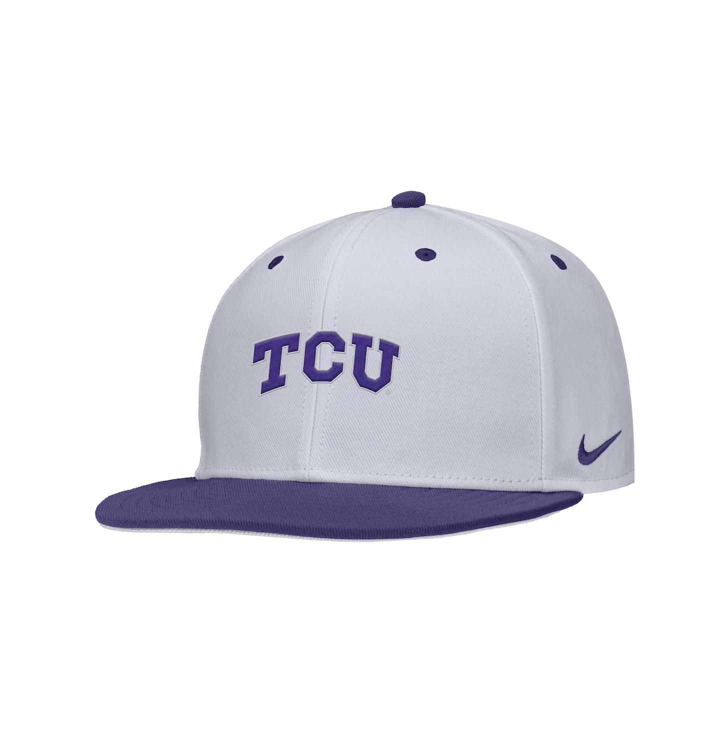 Мужская кепка Nike White TCU Horned Frogs On-Field Baseball Performance Fitted Hat — фото 1