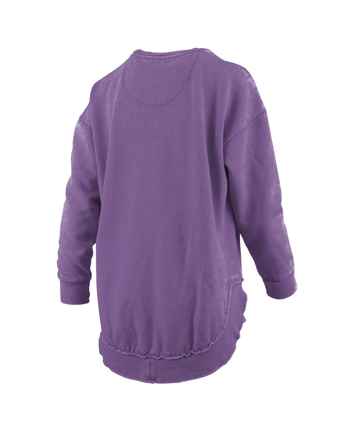 PRESSBOX WOMEN'S PURPLE CLEMSON TIGERS MELANGE PONCHO VINTAGE FLEECE LONG SLEEVE PULLOVER SWEATSHIRT 