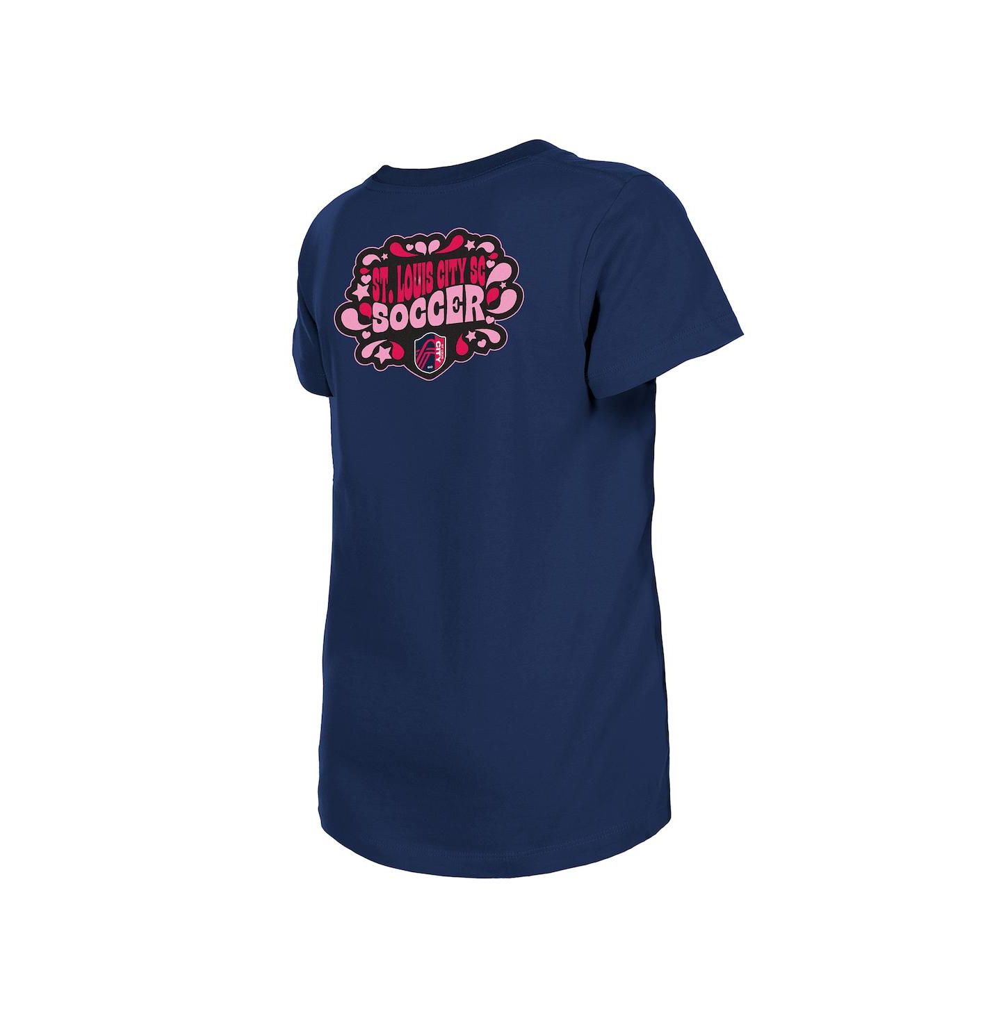 Футболка New Era Navy St. Louis City SC Bubble Heart для девочек — фото 3