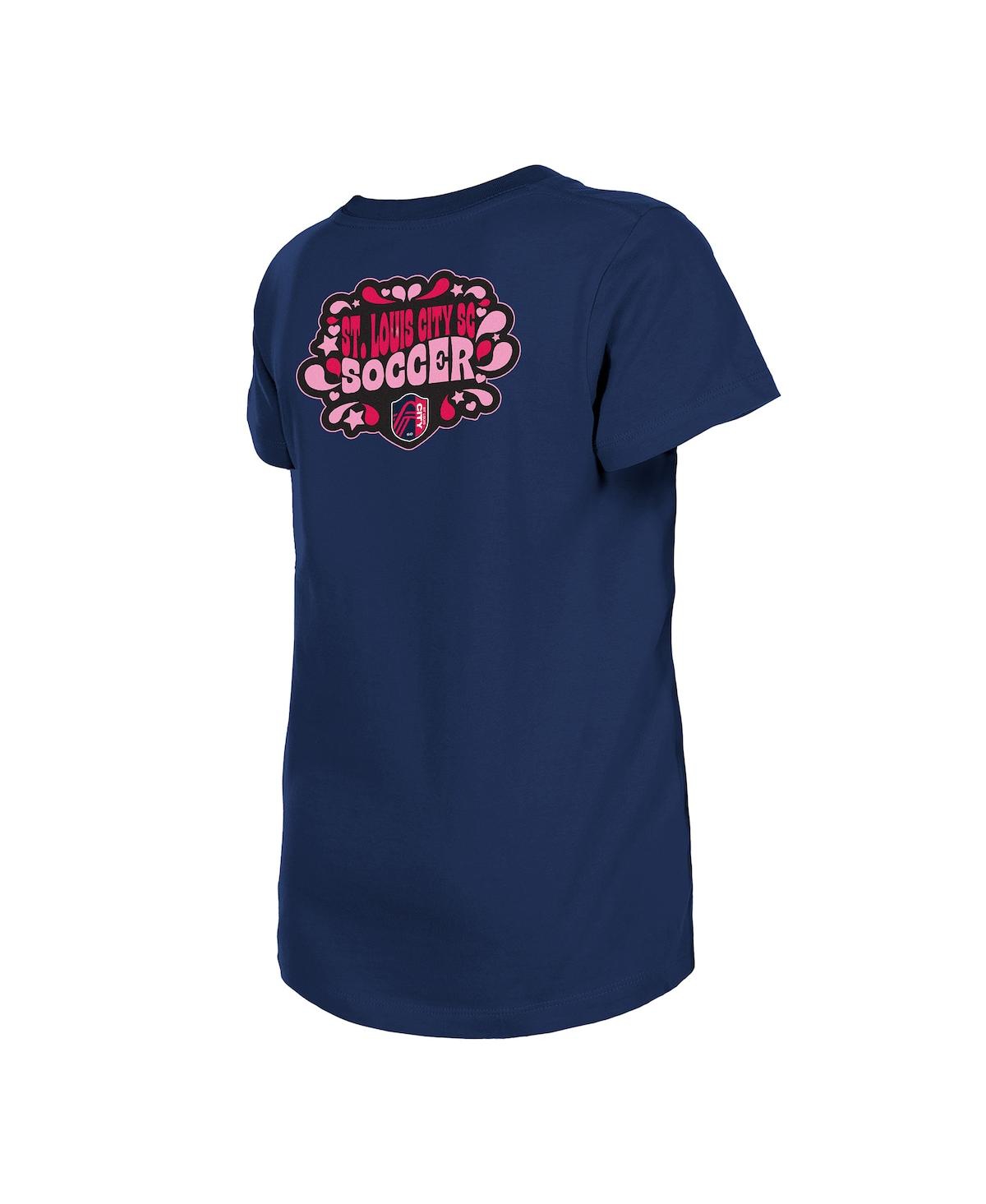 NEW ERA BIG GIRLS NAVY ST. LOUIS CITY SC BUBBLE HEART T-SHIRT 