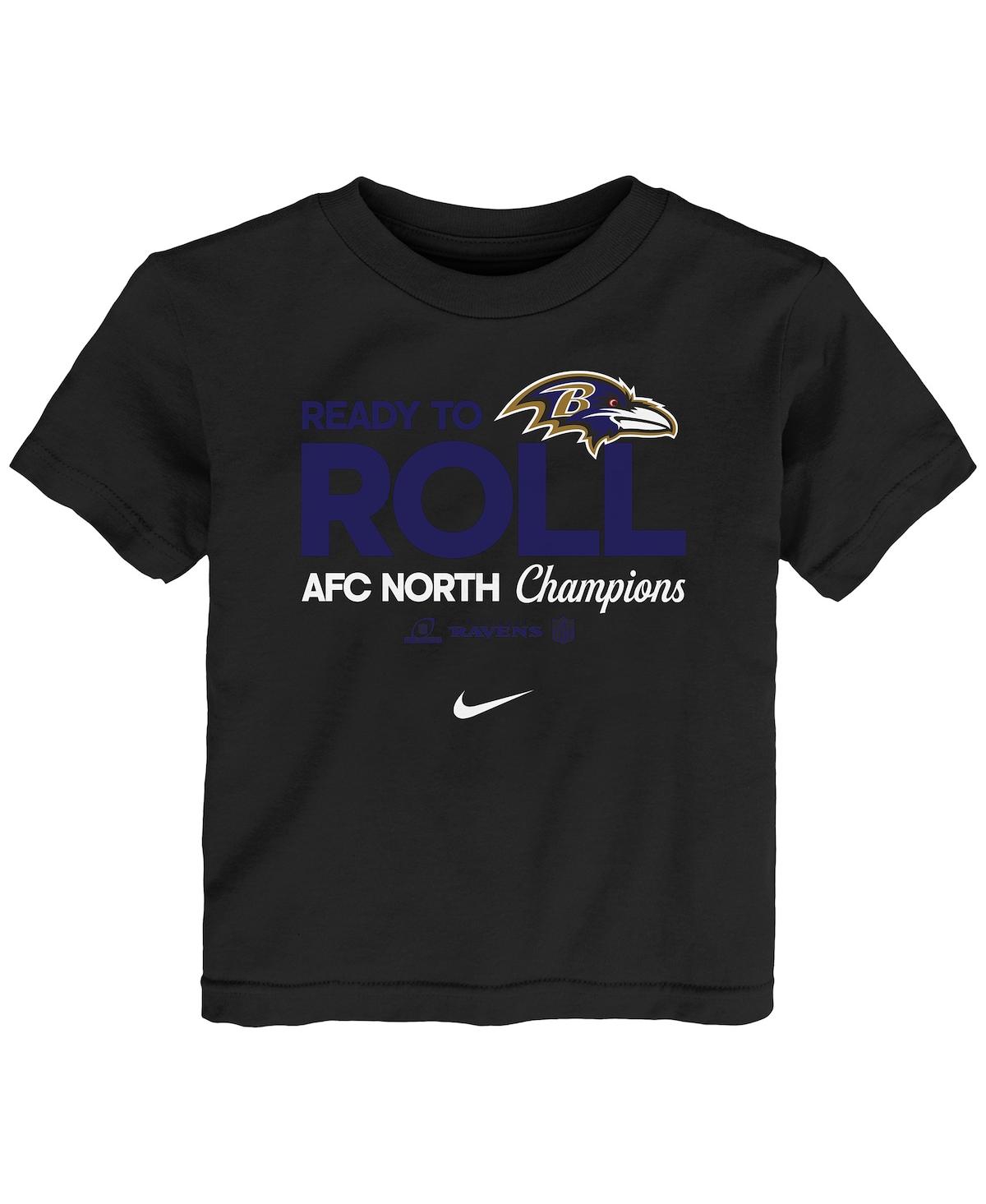 Nike Toddler Black Baltimore Ravens 2024 Afc North Division Champions Locker Room Trophy Collection T-shi In Black