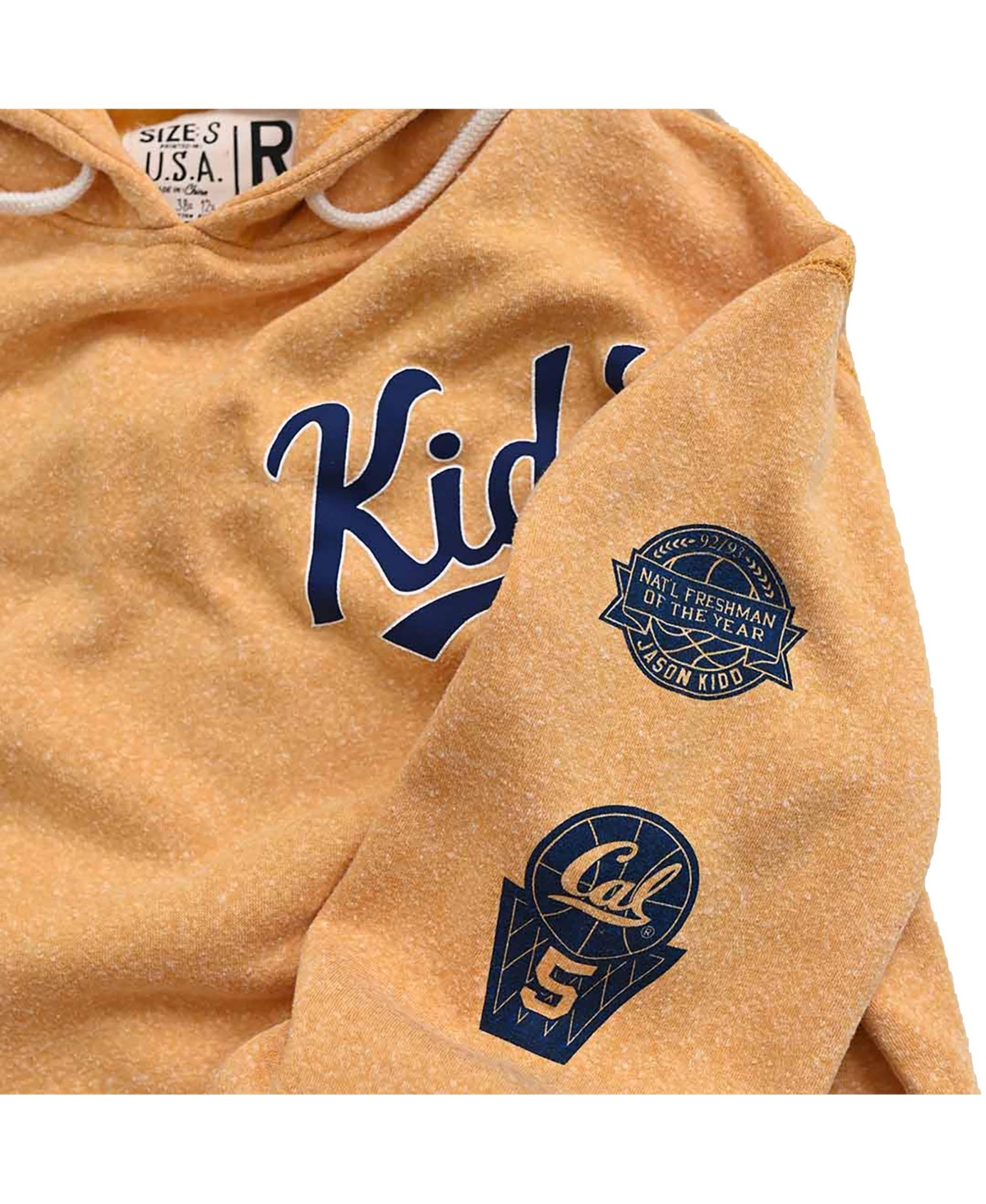 ROOTS OF FIGHT MEN'S JASON KIDD GOLD CAL BEARS NAME NUMBER TRI-BLEND PULLOVER HOODIE 