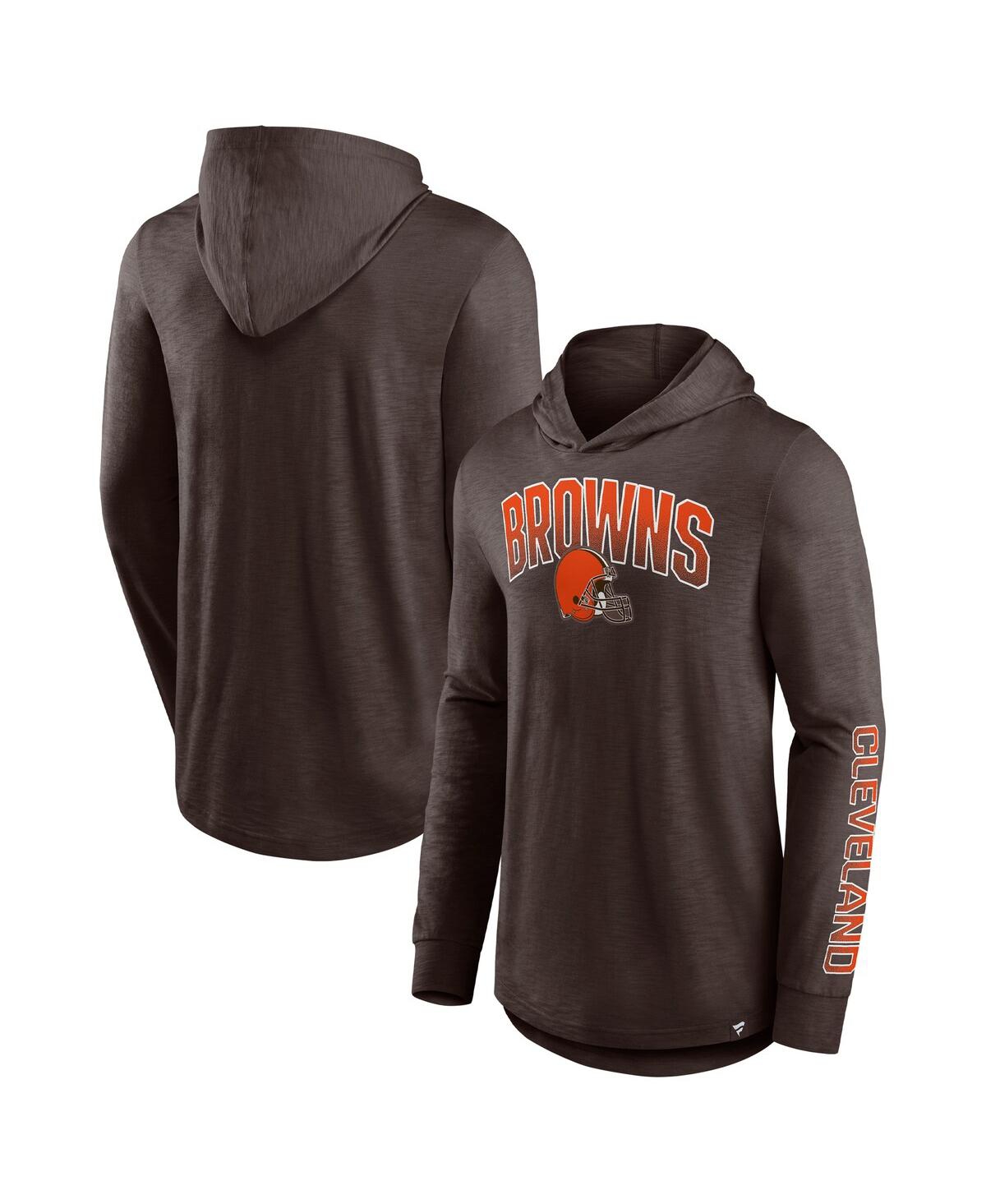 Fanatics Men's Brown Cleveland Browns Front Runner Long Sleeve Hooded T-shirt In Brown