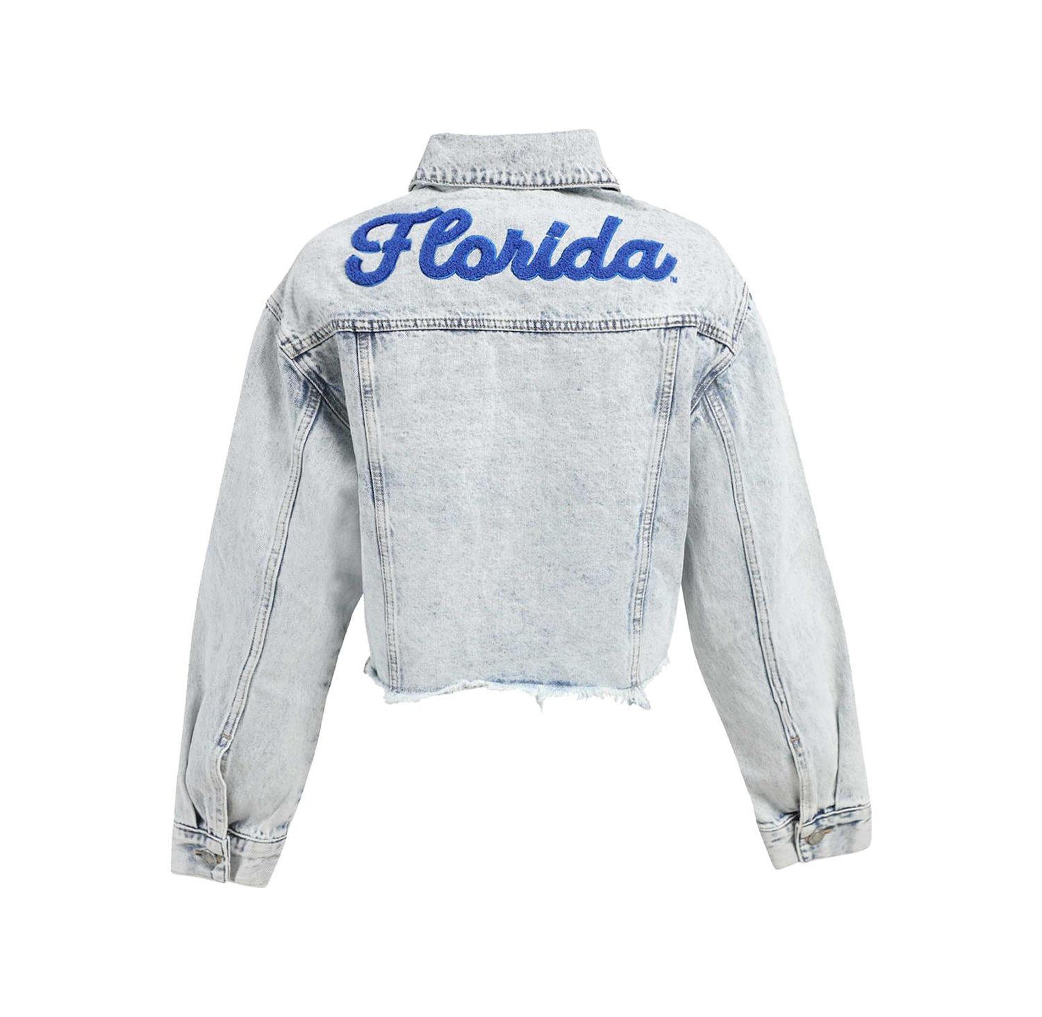 Women's Denim Florida Gators Light Wash Cropped Button-Up Jean Jacket