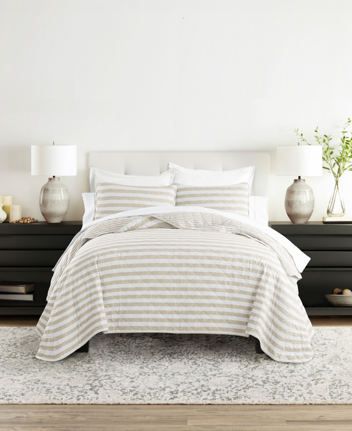 Ienjoy Home Classic Stripe Reversible 3-pc. Quilt Set, Full/queen
