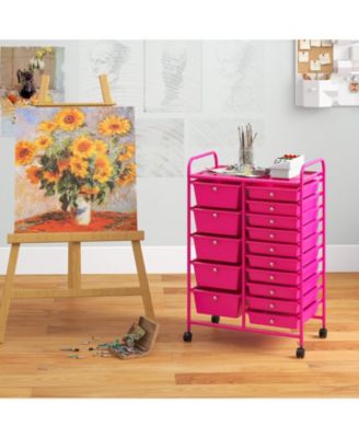 15-Drawer Utility Rolling Organizer Cart with Multi-Use Storage