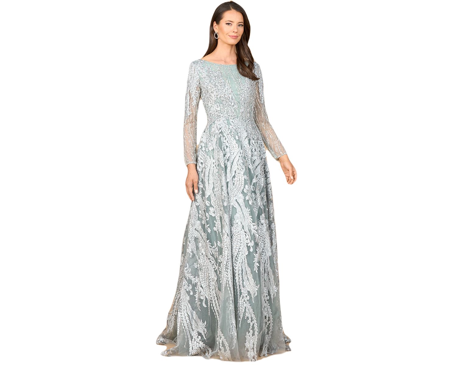 Women's Long Sleeve, Modest Beaded Gown