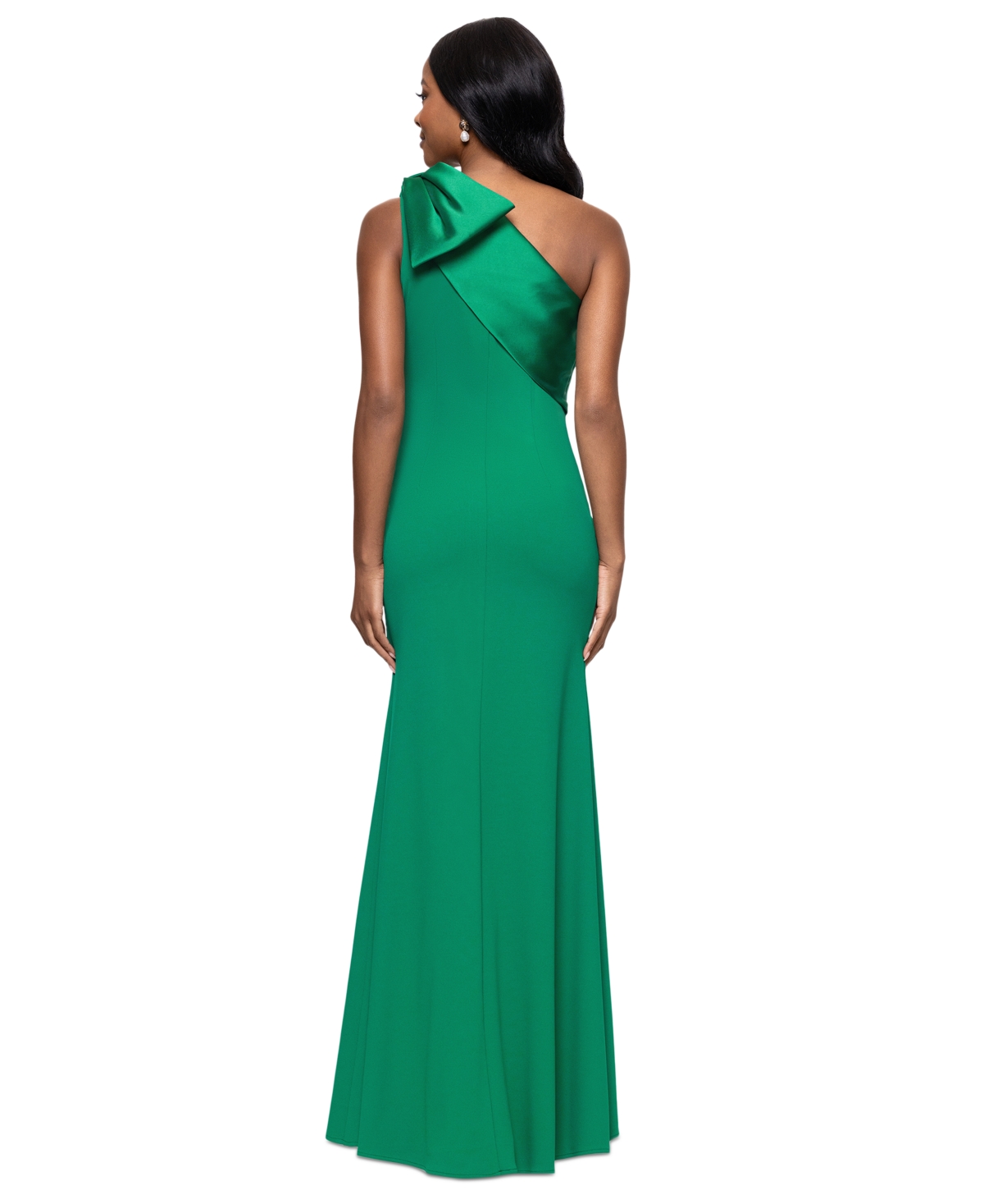 Shop Betsy & Adam Women's Bow-trimmed One-shoulder Gown In Green