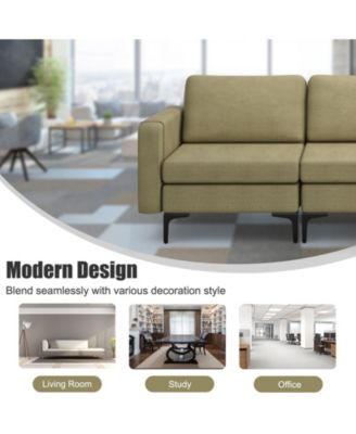 Convertible Sofa Couch with Magazine Pockets 3-Seat with 2 USB Port