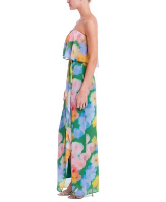 Women's Printed Strapless Maxi Dress