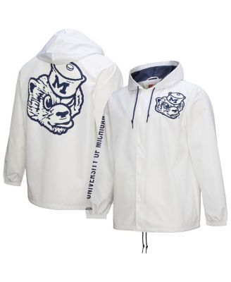 Mitchell & Ness - Men's&nbsp;White Michigan Wolverines Coaches Full-Snap Hoodie Jacket