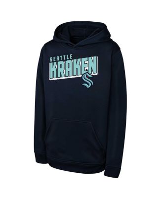 Outerstuff - Big Boys and Girls Deep Sea Blue Seattle Kraken Cyber Punk Performance Hoodie