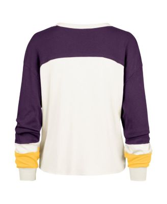 Women's Cream Los Angeles Lakers Curve Raglan Long Sleeve T-Shirt