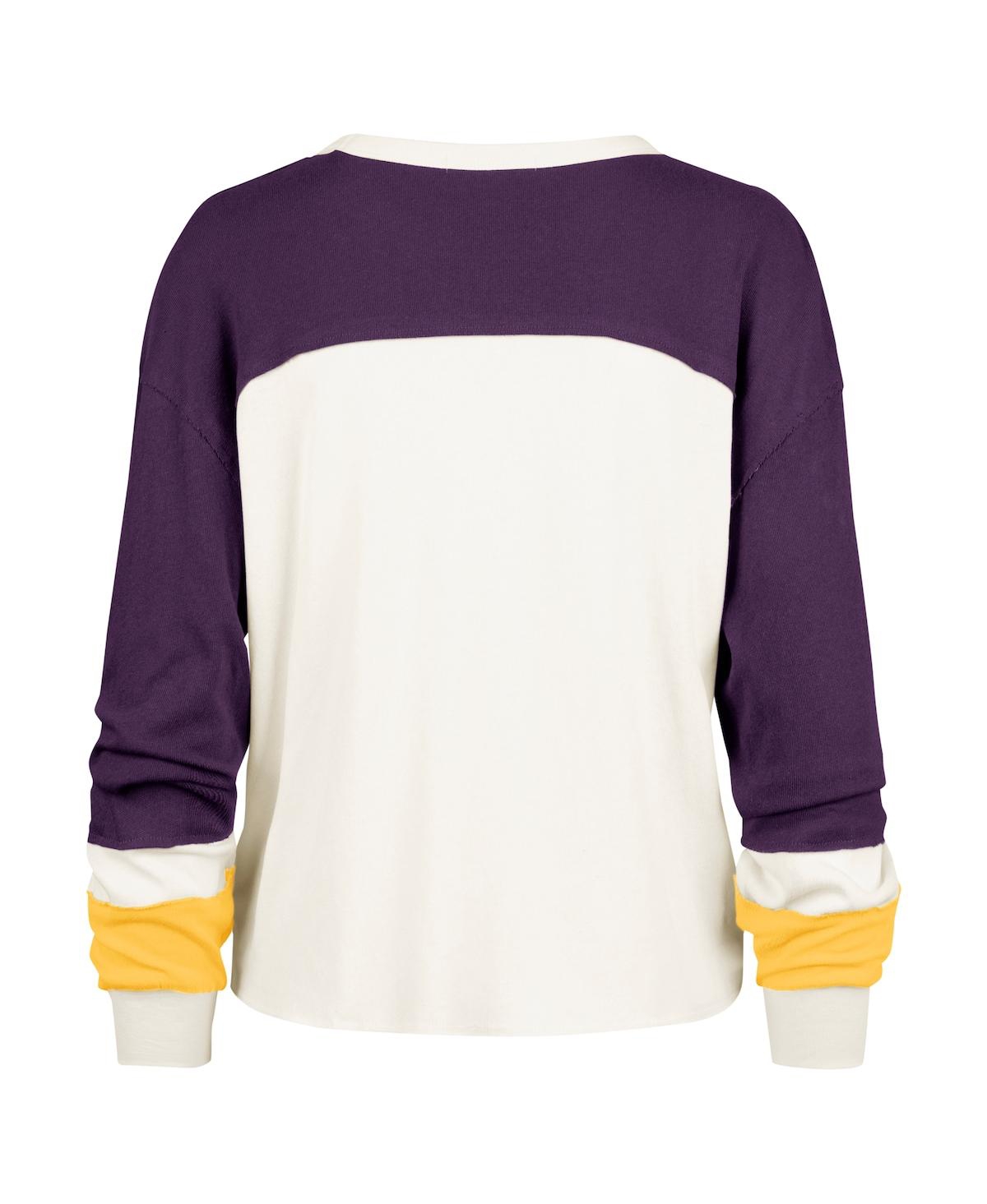 47 BRAND WOMEN'S CREAM LOS ANGELES LAKERS CURVE RAGLAN LONG SLEEVE T-SHIRT 
