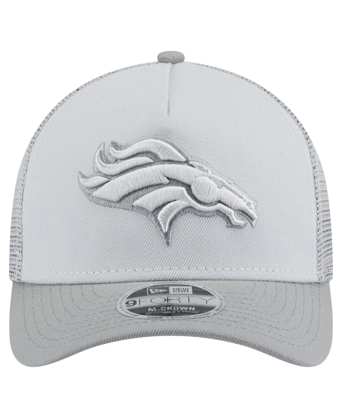 New Era Men's Gray Denver Broncos Domain A-frame Trucker 9forty Adjustable Hat In Gray