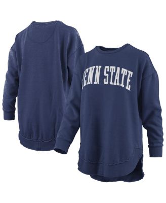 Pressbox - Women's Navy Penn State Nittany Lions Melange Poncho Vintage Fleece Long Sleeve Pullover Sweatshirt