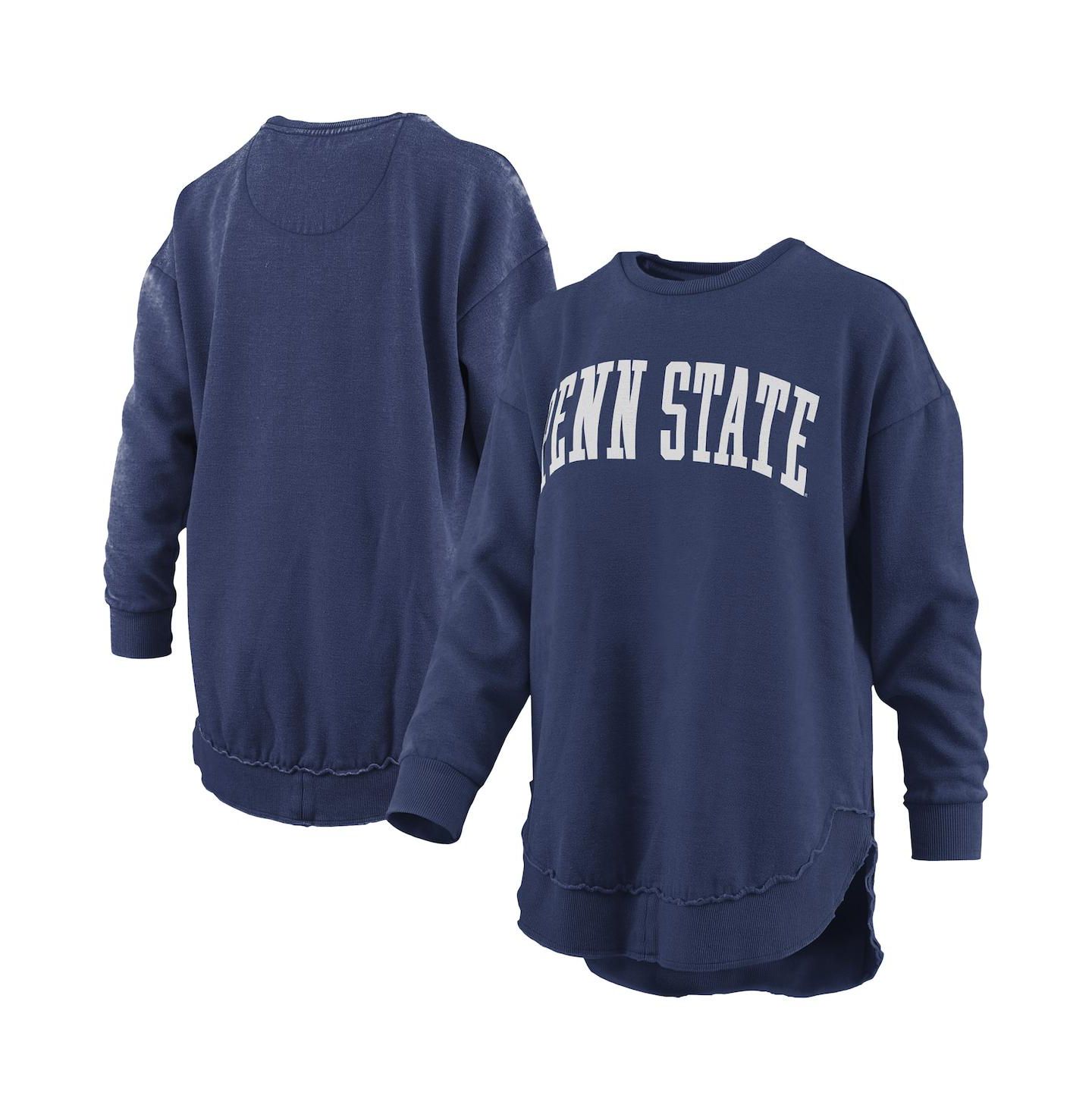 Женский свитшот Pressbox Navy Penn State Nittany Lions Melange Poncho Vintage Fleece Long Sleeve Pullover — фото 1