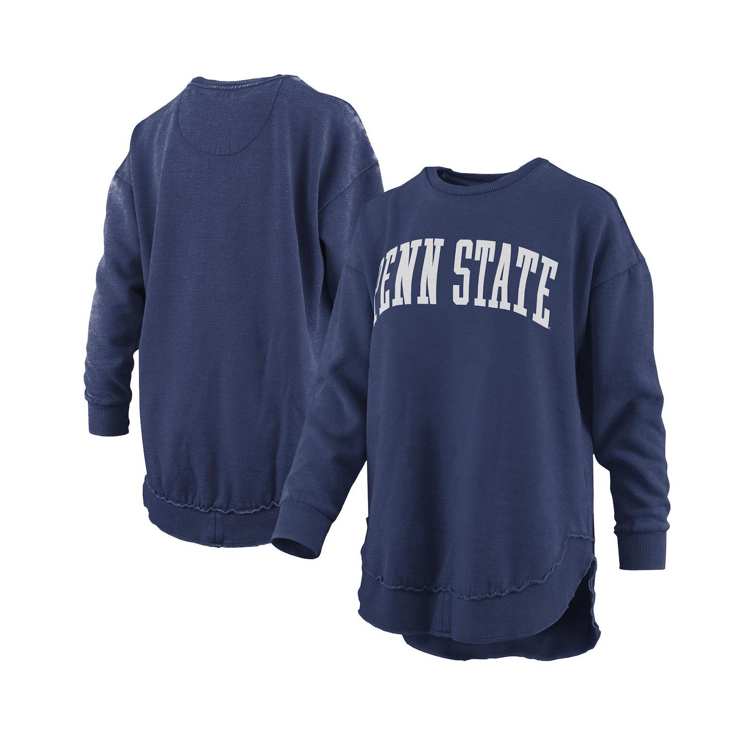 Women's Navy Penn State Nittany Lions Melange Poncho Vintage Fleece Long Sleeve Pullover Sweatshirt