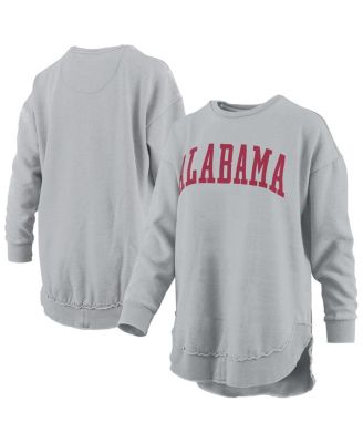 Pressbox - Women's Gray Alabama Crimson Tide Melange Poncho Vintage Fleece Long Sleeve Pullover Sweatshirt