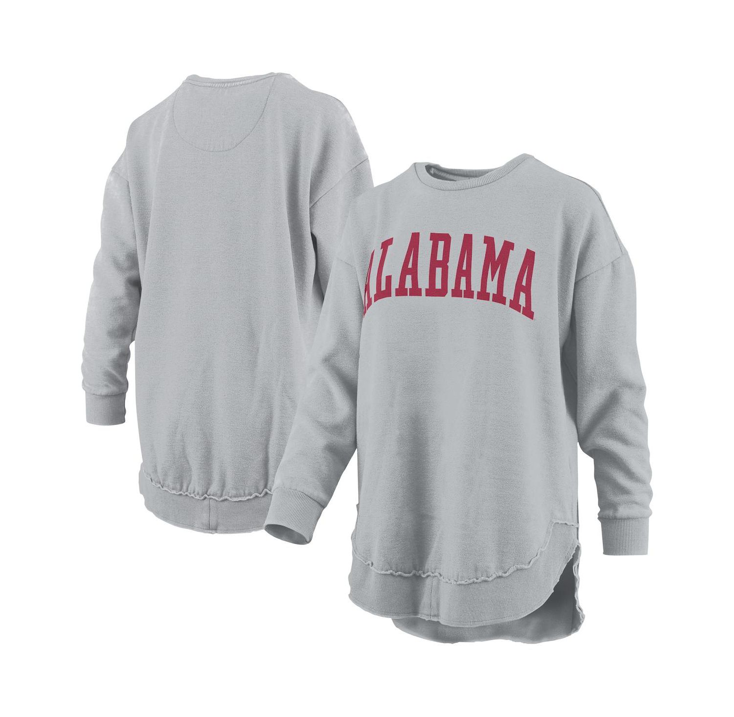 Women's Gray Alabama Crimson Tide Melange Poncho Vintage Fleece Long Sleeve Pullover Sweatshirt