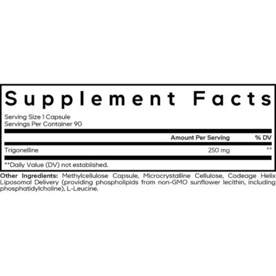 Liposomal Trigonelline - 250 mg Per Capsule - 3-Month Supply - Plant-Based Alkaloid - Liposomal Delivery for Bioavailability - Metabolic Health Support - Nootropic Non-GMO - 90 Capsules