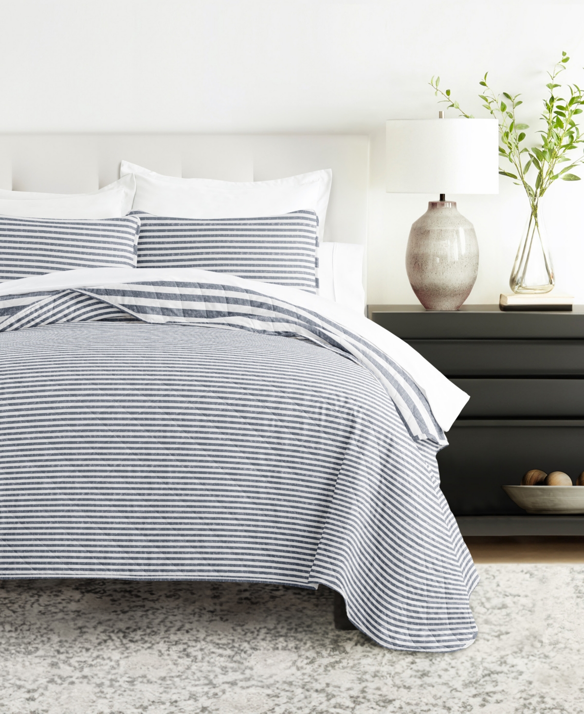 Ienjoy Home Classic Stripe Reversible 3-pc. Quilt Set, King/california King
