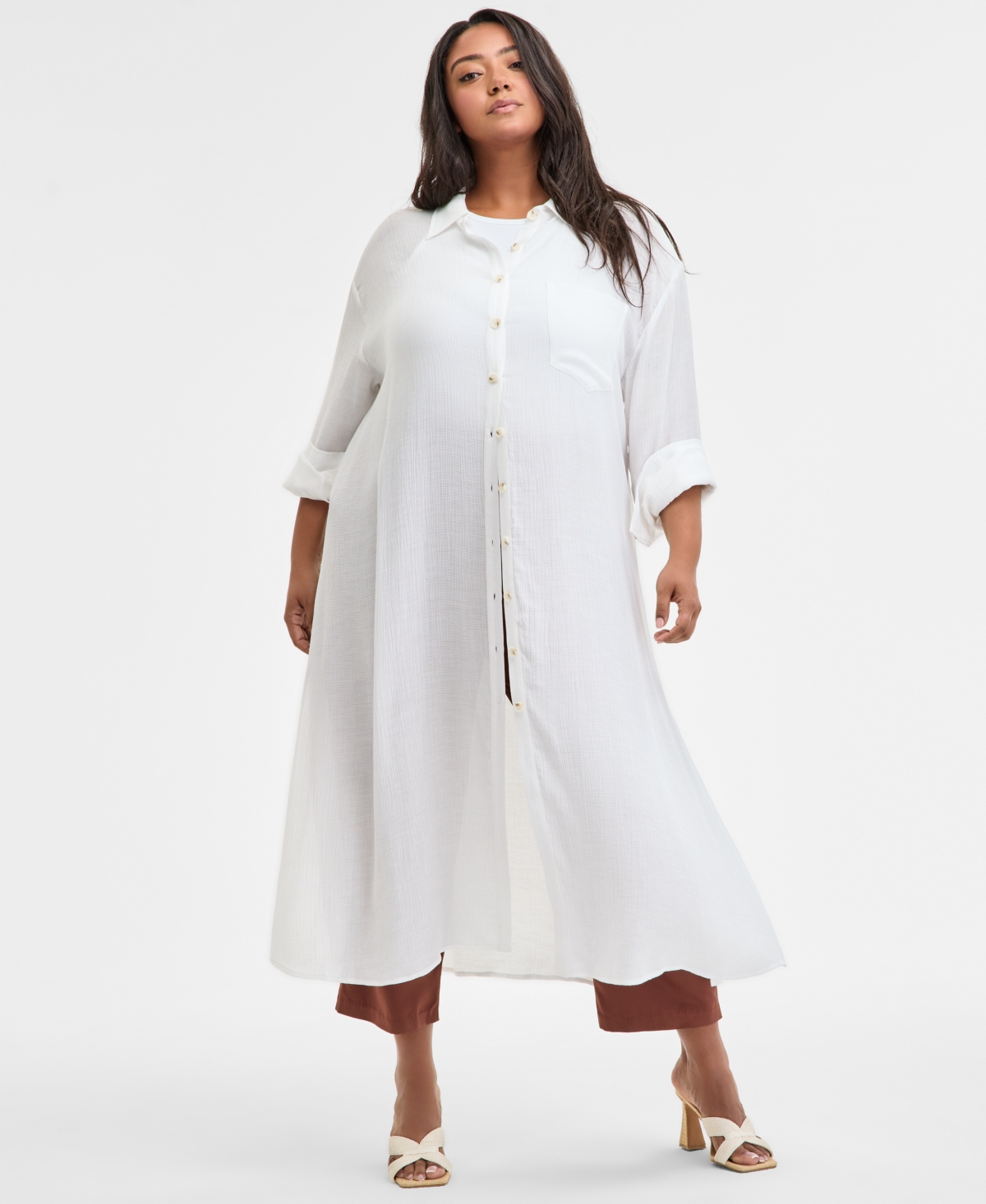 Bar Iii Trendy Plus Size Oversized Tunic Shirt, Exclusively At Macy's