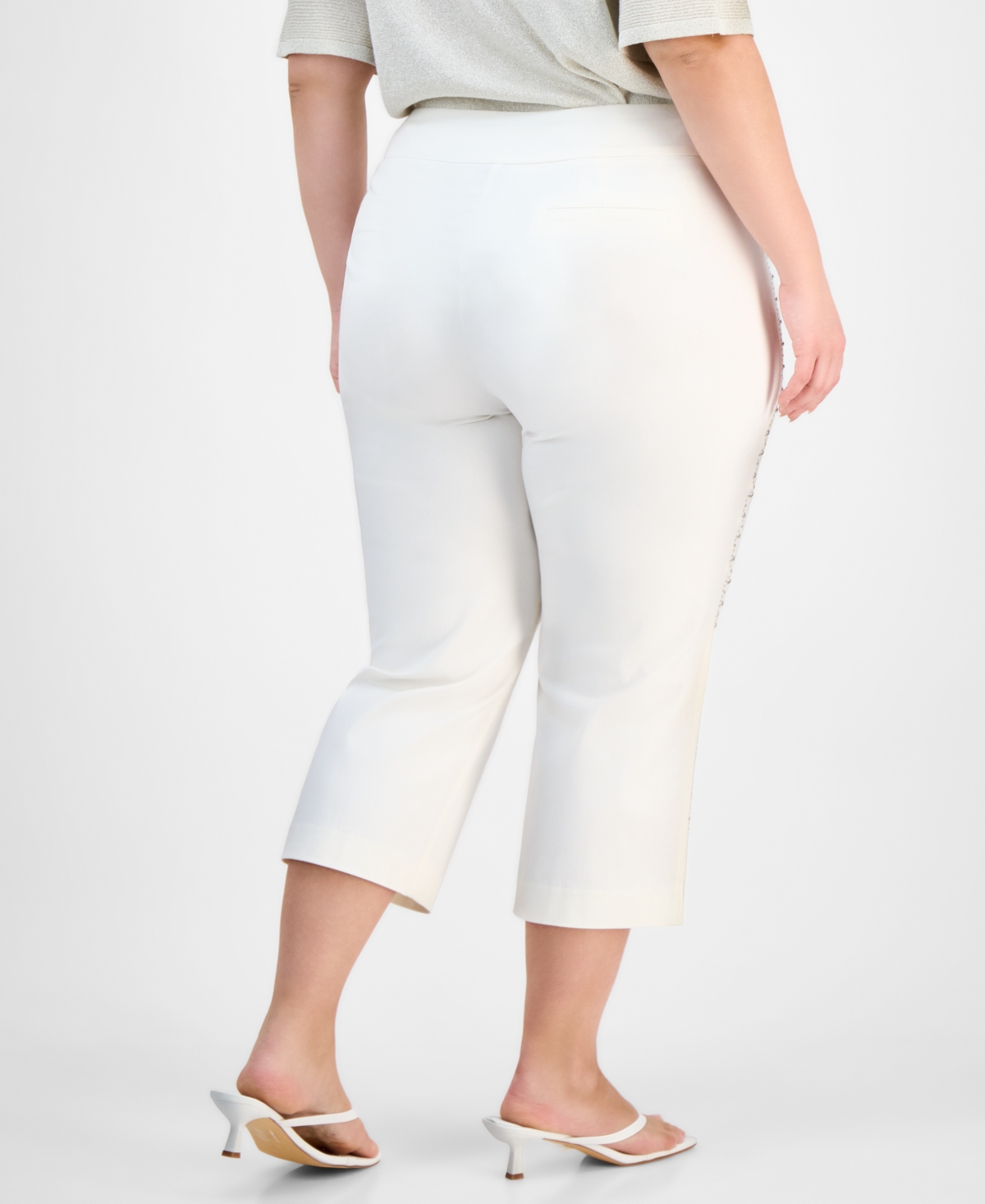 JM COLLECTION PLUS SIZE SIDE-EMBELLISHED CAPRI PANTS, EXCLUSIVELY AT MACY'S 