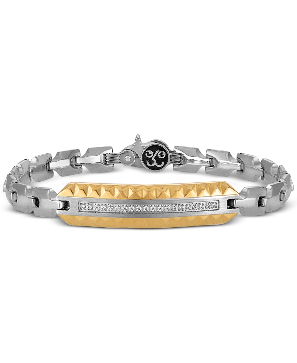 Diamond Id Bracelet (1/5 ct. t.w.) in Stainless Steel & Gold-Tone Ion-Plated Stainless Steel - Two-Tone