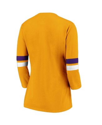 Women's Gold Los Angeles Lakers Iconic Prolific Modern 3/4-Sleeve T-Shirt