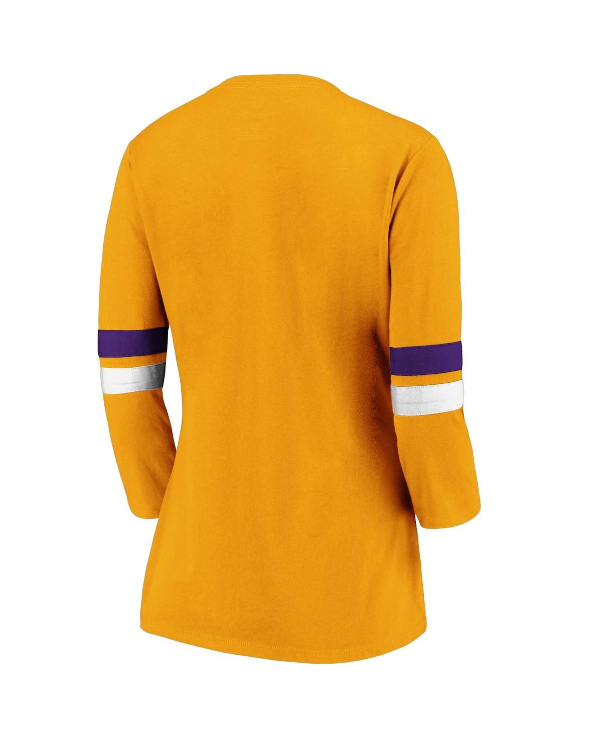 Fanatics Women's Gold Los Angeles Lakers Iconic Prolific Modern 3/4-sleeve T-shirt In Gold