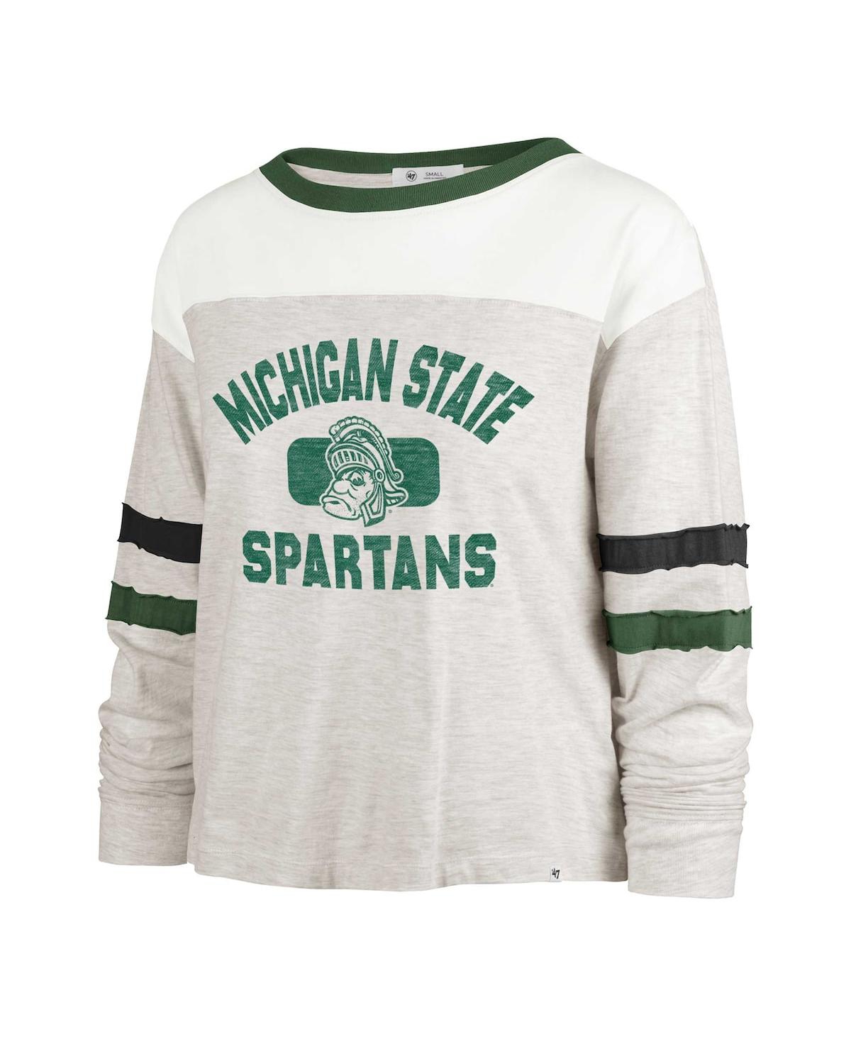 47 Brand Women's Oatmeal Michigan State Spartans Vault All Class Lena Long Sleeve T-shirt In Oatmeal