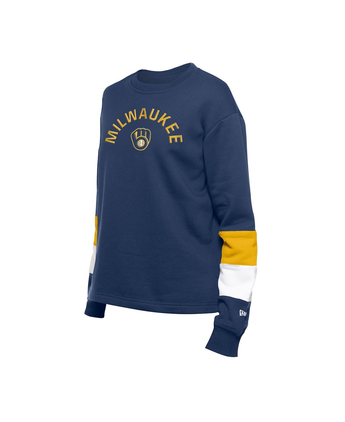 NEW ERA WOMEN'S NAVY MILWAUKEE BREWERS GAME DAY COLOR PULLOVER SWEATSHIRT 