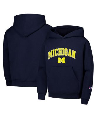 Champion - Big Boys and Girls Navy Michigan Wolverines Campus Pullover Hoodie
