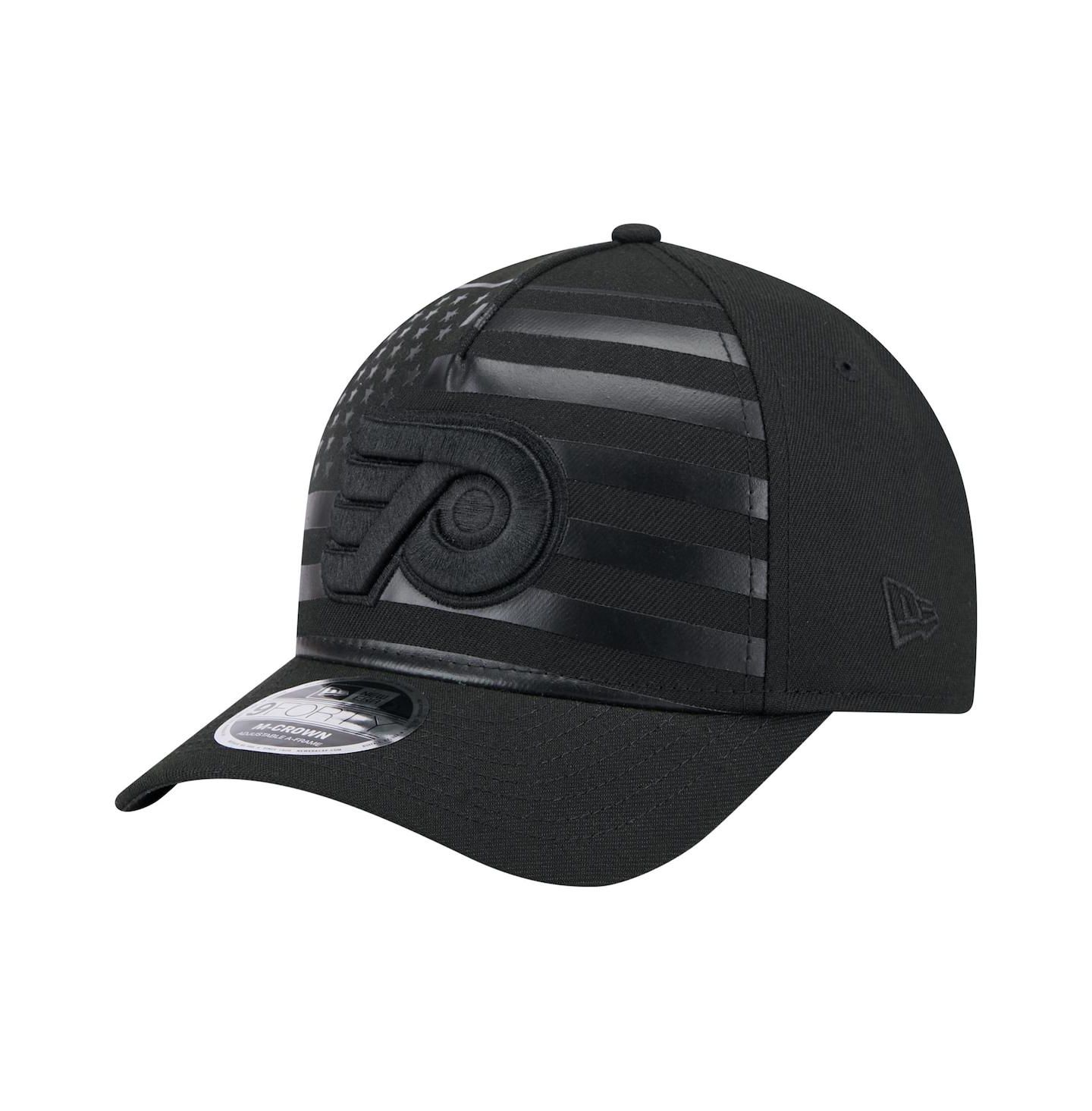 Мужская кепка New Era Black Philadelphia Flyers Game Day Stealth Flag 9FORTY A-Frame Adjustable Hat — фото 1