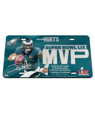 Wincraft - Jalen Hurts Philadelphia Eagles Super Bowl LIX MVP Laser Cut Acrylic License Plate